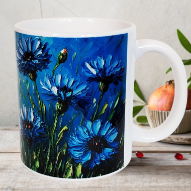 Кружка "Васильки и бабочка" № 1, 330 мл